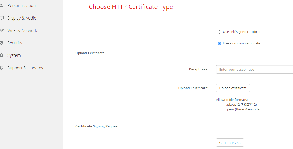 Custom Certificate Implementation for ClickShare Cseries and CXseries