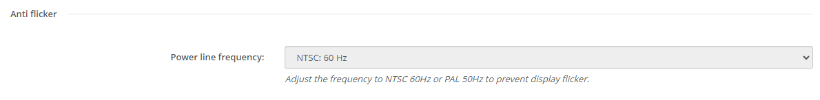 Power Line Frequency Settings