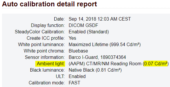 Auto calibration detail report