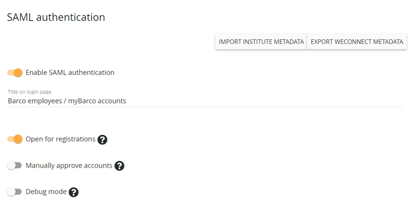 weConnect SAML authentication
