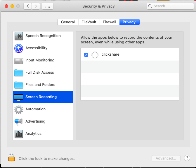 Enable screen recording to facilitate screen sharing