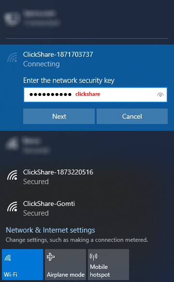 Where can I find the password for my ClickShare device Wi-Fi and ...