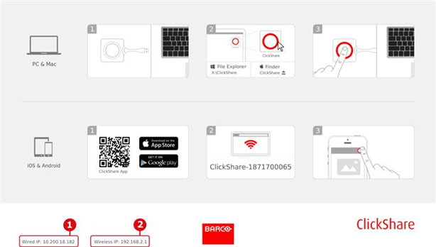 How to find your ClickShare Base Unit wired IP? - Barco